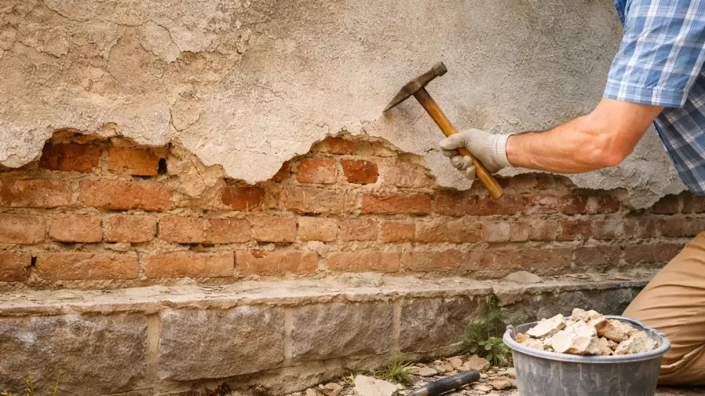 vysušení domu – odhalení konstrukce